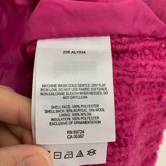 Columbia Jacket Women L Large Pink Media Wool Blend Knitted Back Full Zip Vest - Picture 12 of 14